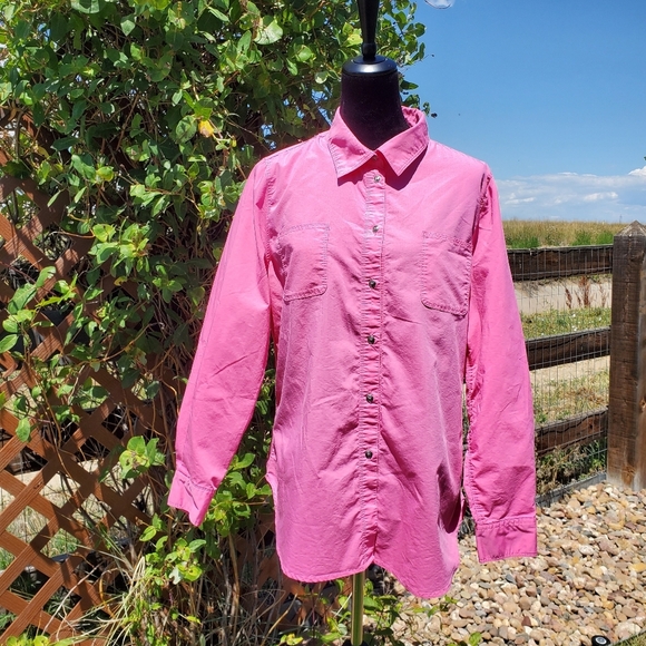 Wendy Williams Pink Collared Button Down Shirt with Cuffed Sleeves Size Large - Picture 10 of 16